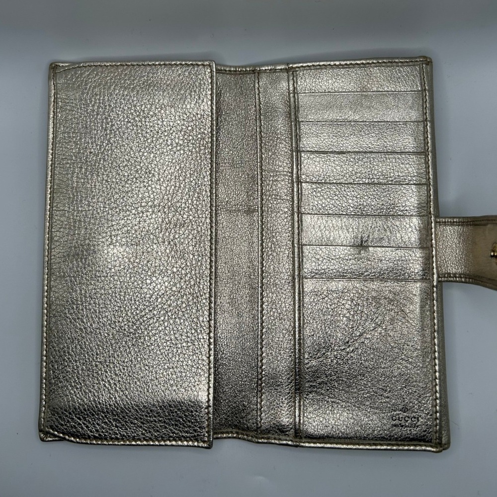 Gucci Metallic Gold Leather Continental Wallet #424 - Picture 3 of 11